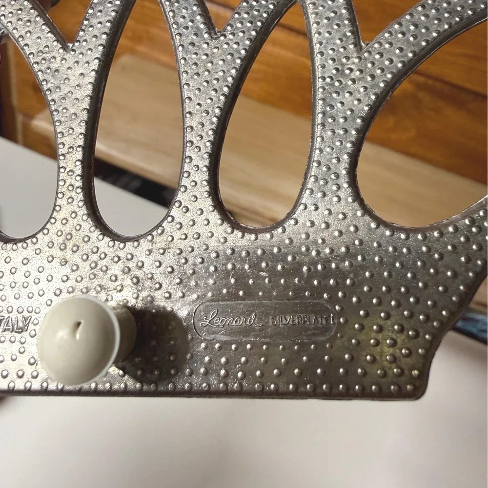 Leonard Silverplate Pineapple Trivet Vintage Footed Wall Hanging Made in Italy